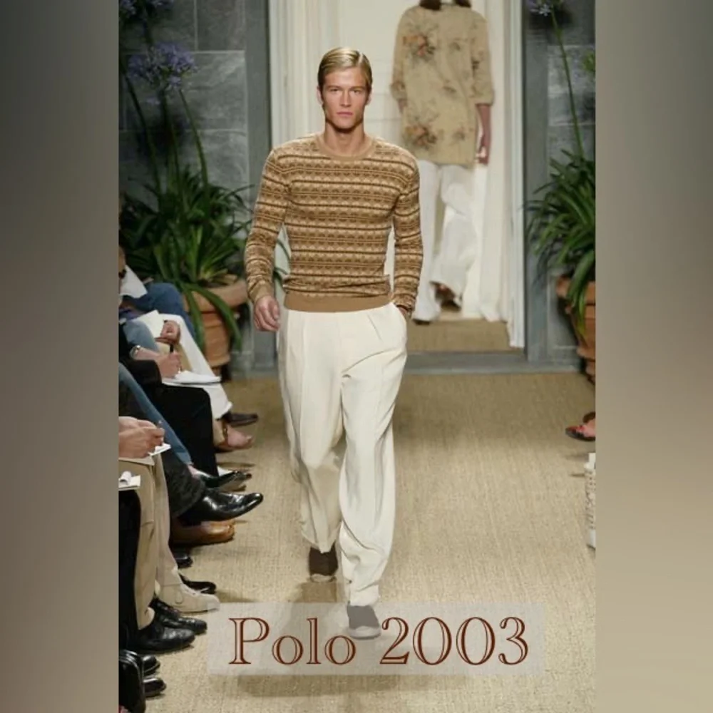 Ralph Lauren Purple Label Tan Multi Fair isle  Geometric V-Neck Sweater Vest